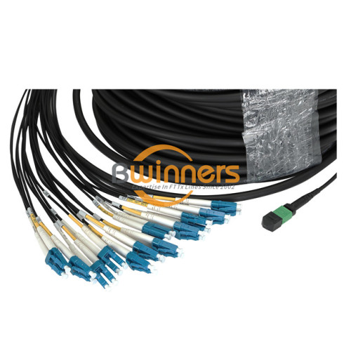 24 F MPO (F) -LC UPC SM 7.0 150M สายไฟเบอร์ออปติก Patch Cord Type B