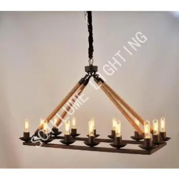14-light rope filament rectangle chandeliers LRR