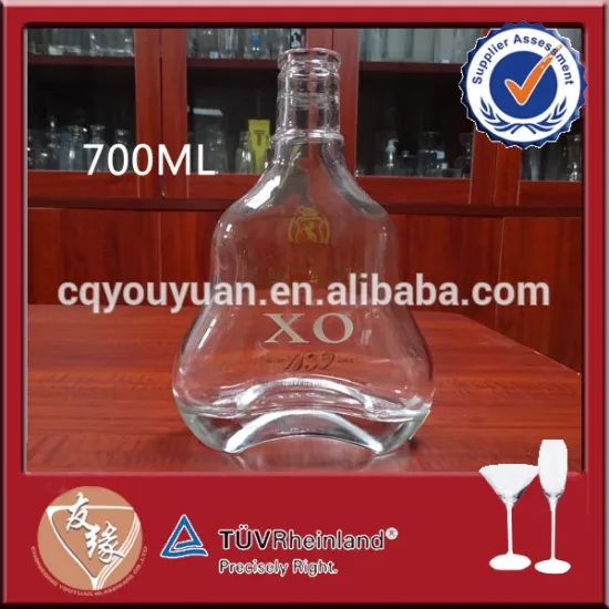 Concave bottom 700ml brandy glass liquor bottles sale