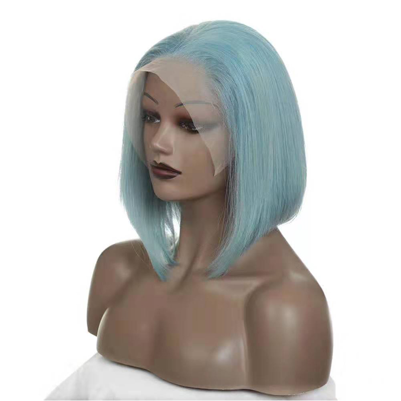 Different colored Cuticle Aligned Human Hair Wigs Short Cut Bob Lace Front Wigs Remy Human Hair
