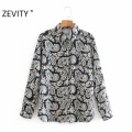 Zevity New Women Vintage Paisley Flower Print Casual Blouse Office Ladies Cashew Nut Shirt Business Roupas Femininas Tops LS7284