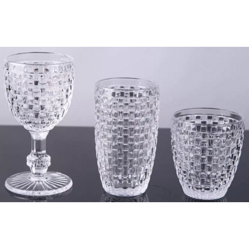 Tasse à boire et gobelet en verre de cristal fait à la main motif tissé