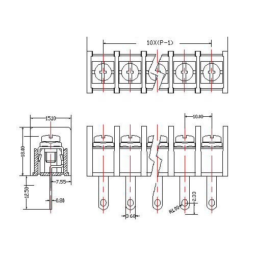 AT855-10.0XXXX-B Barrier Terminal Block Pitch10.0mm