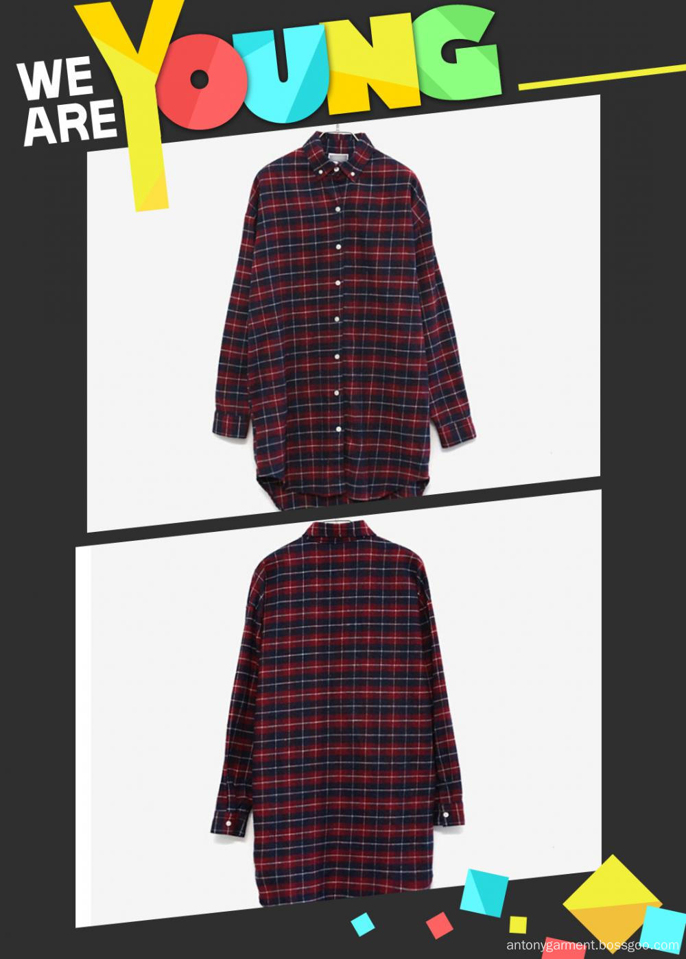 Women's loose plaid flannel shirt