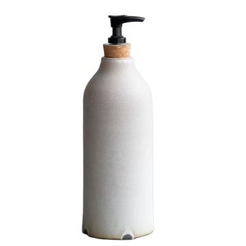 Ceramic Matte Grey Lotion Bottle - Container for Shampoo, Conditioner, Shower Gel