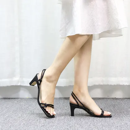 2021 round slim strap high heel women sandals