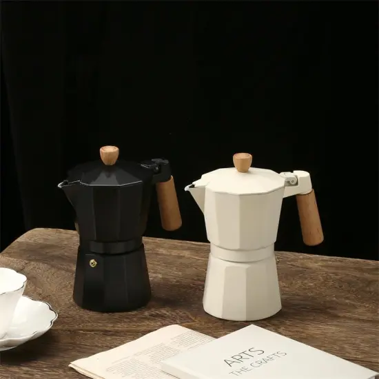 Portable Espresso and Mocha Coffee Maker: Grey Moka Pot, Coffee Pot & Maker