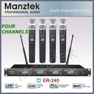 Manztek ER-240 Professional UHF 4 channel Wireless Microphone