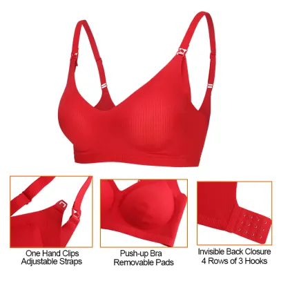 Seamless Nursing Bra Maternity Breastfeeding Bra with Removable Pads