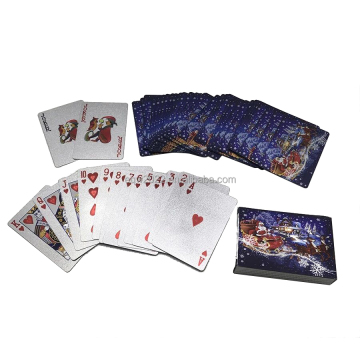 Su geçirmez yetişkin plastik gümüş oyun kartları oyun poker - stokta özel Noel tasarımı