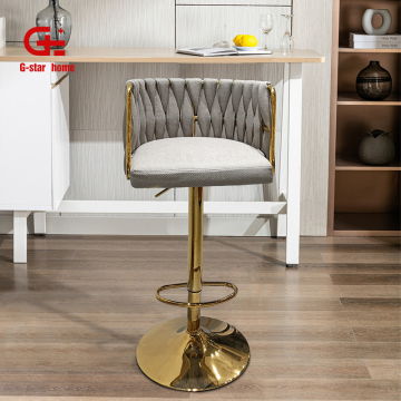 Luxury Modern High Back Metal Fabric Bar Stool