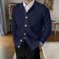 Mens rajutan cardigan fashion henley sweater