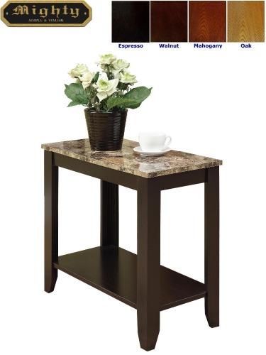 Faux Marble Top Narrow Pedestal Side Table