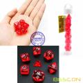 Bescon Mini Translucide Polyédrique RPG Dice Set 10MM, Petit jeu de rôle RPG Jeu Dice Set D4-D20 en Tube, Rouge Transparent