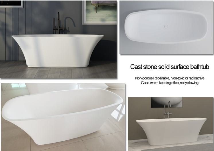 Acrylic Small Round Bathtub Solid Surface Freestanding