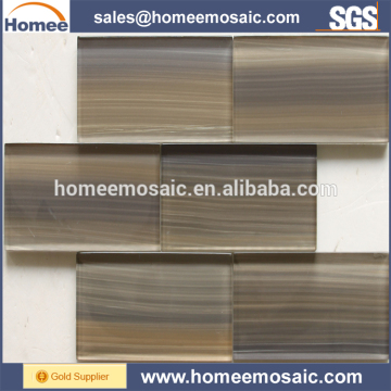 Gray Color Hand-painting Crystal Glass Mosaic Tile