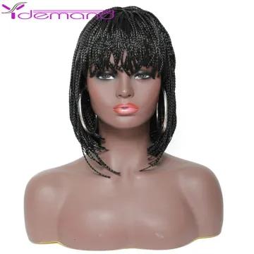 Wholesale Short Bob Wigs Braided Box Braids Synthetic Wig For Black African Women High Temperature Fiber Cosplay Style