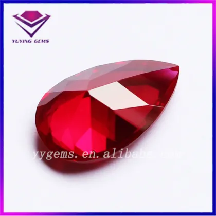 Corundum Rough Manufacturer Lab Created Pear Shape Red Corundum Gemstones