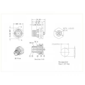 Mannelijk slot front pg9 d-code soldeer type