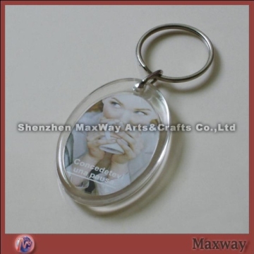 Decent clear promotion vacant oblong acrylic/PMMA key chain which customer can insert picture self