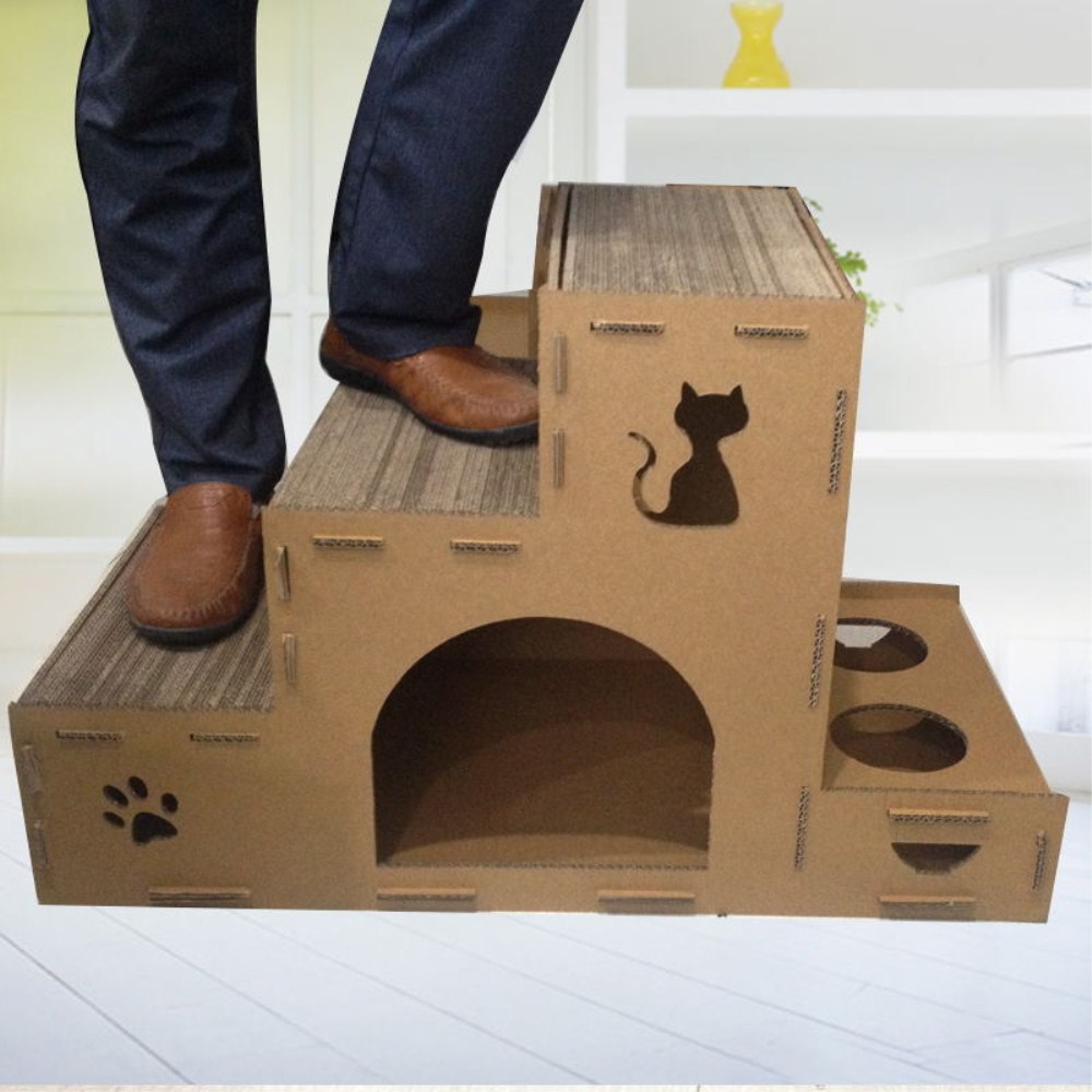 ladder type cardboard cat house scratcher