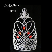 Corona de 10 &quot;con forma de corazón de cristal rojo grande
