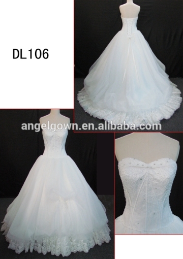 DL106 beading bodice with hem lace latest design bridal gowns bridal gowns