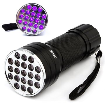 21 LED Purple Beads 395NM UV Portable Handheld Mini Flashlight for Pet Urine, Dry Stains, and Bed Bug Inspection on Carpets and Floors