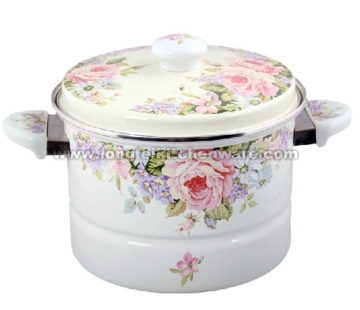 24cm Enamel Steamer With Ceramic Handle