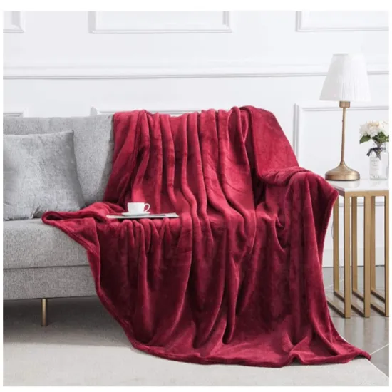 Custom Single Layer Solid Color Microfiber Coral Flannel Fleece Throw Blankets