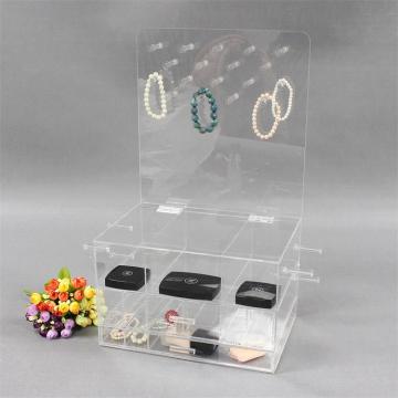 Organizador de joias e maquiagem de acrílico transparente