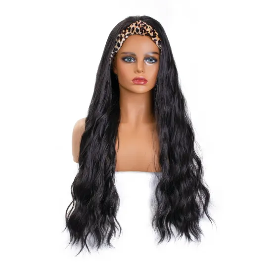 Wholesale Long Synthetic Wave Headband Wigs for Black Women with Headband Attached None Lace Front Wigs for Daily Party