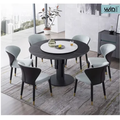 Round Marble Simple Dining Table Set