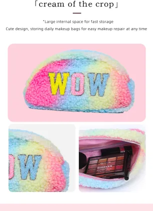 Embroidery Letter Velvet Cosmetic Bag
