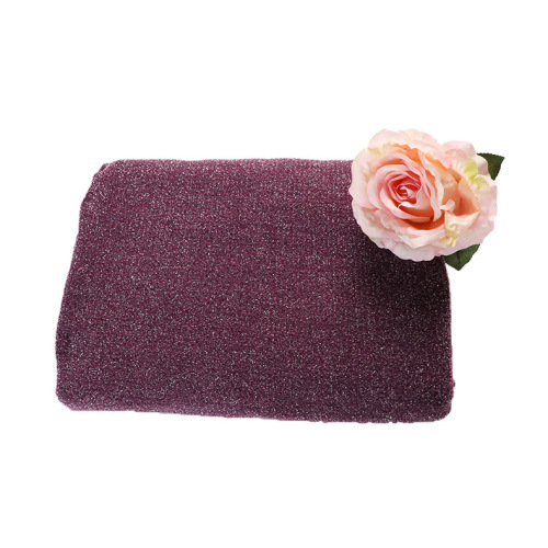 Chenille stickad med silvergarn Chenille fleece tyg