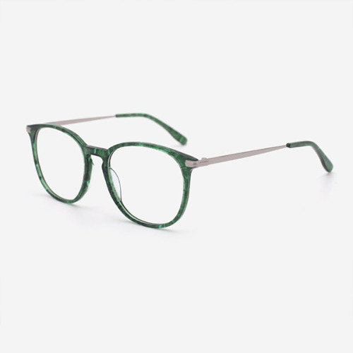 Oval Acetate And Metal Combined Unisex Optical Frames 23A3174