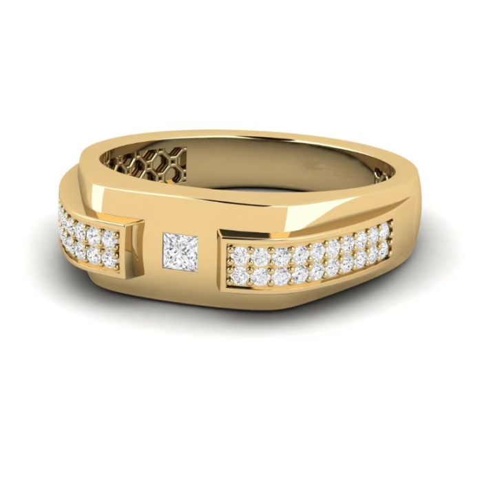 Cincin Emas Lelaki 14K Lab-Grown Elegant