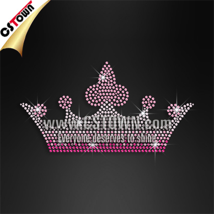 2014 pink rhinestud iron on transfers crowns