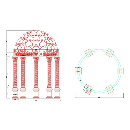 Custom Grand Marble Gazebo and Fluted Columns