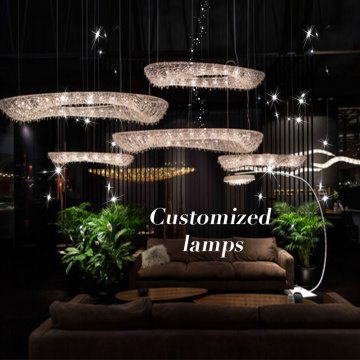 Modern Hotel Restaurant Decor: Large Crystal Ceiling Chandelier