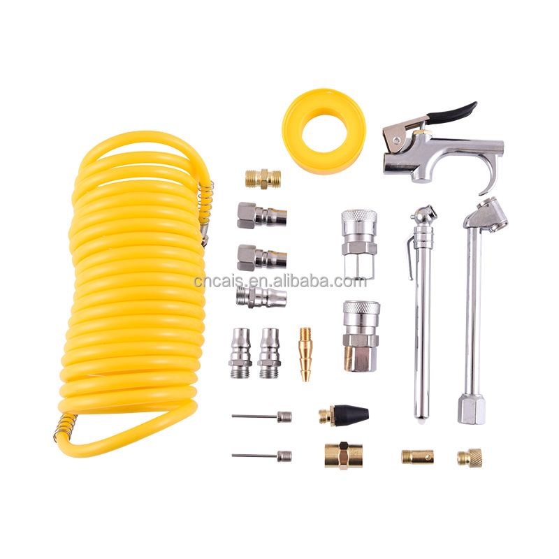 5-star 8-piece Polyurethane Coil Hose Air Tool Kit with Blow Gun and Nozzle