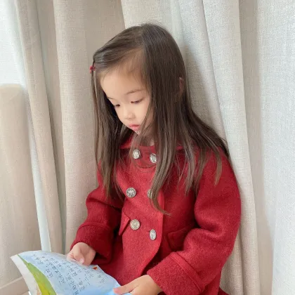 Red Girls Woolen Coat