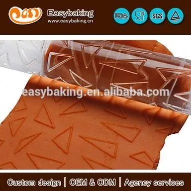 Hot selling triangle custome fondant cake decorating acrylic embossing rolling pin