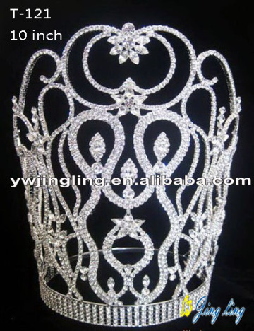 10" Rhinestone Flower Round Tiara Crown
