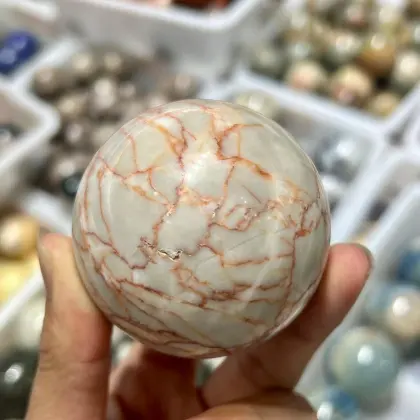 Natural Stone Crystal Crafts: Healing Stones & Red Crystal Spheres for Home Decor Wholesale