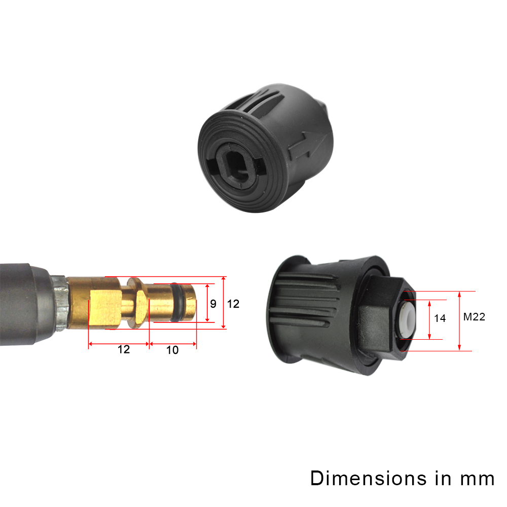 Adaptadora de tomada de potência da lavadora de mangueira de arruela de pressão Adaptador M22 para K2 K3 K4 K5 K6 K7 Homos de arruela de alta pressão