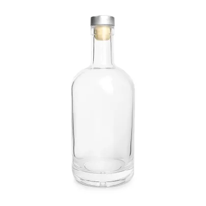 Round 750ml Glass Vodka Liquor Bottle with Cork