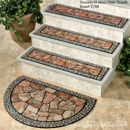 Anti-Slip Patio Stone and Stair Treads: Recycled Rubber Crumb Flocked Mats for Outdoor Safety