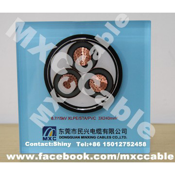 8.7/15kV IEC60502 CU/XLPE/STA/PVC 3x35 XLPE Power Cables BS6622 VDE