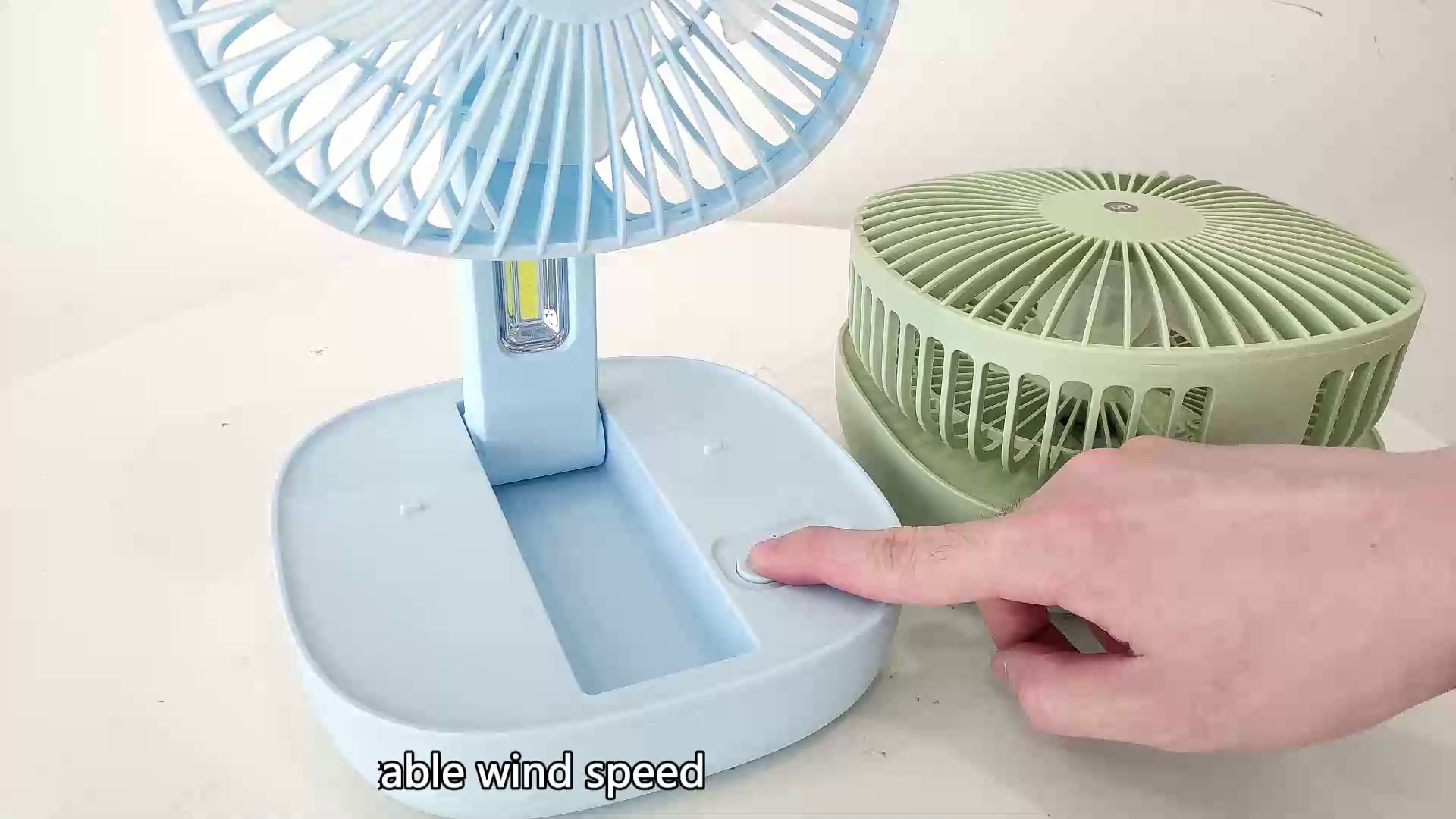 Foldable Rechargeable Fan with LED Light and Phone Holder